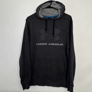 Under Armour Cold Gear Hoodie Sweatshirt Mens Size Small Gray Drawstring Fleece